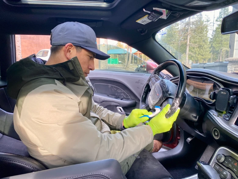 Jaime detailing a dodge charger