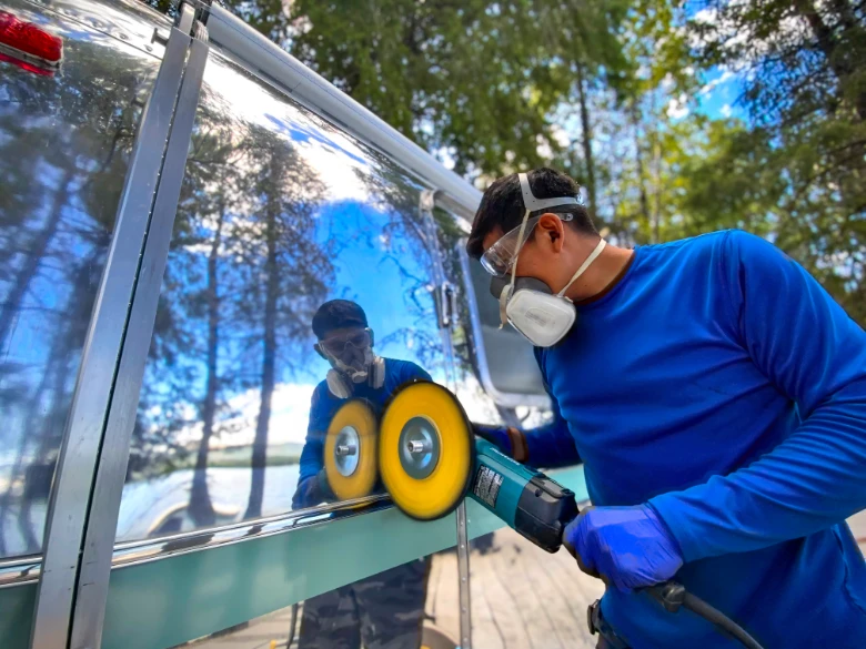 RV Services Airstream polishing by Bonner mobile detailing