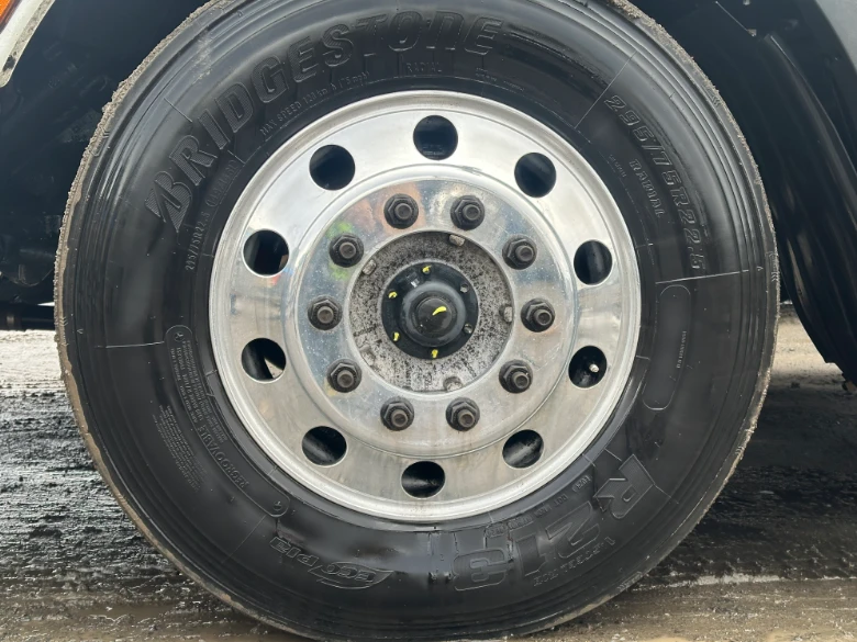 semi truck wheel after cleaning